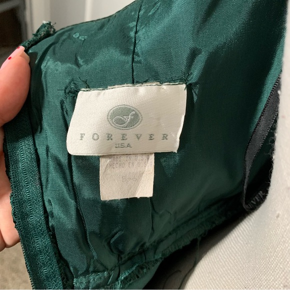 Vintage Forever USA Emerald Green Halter Floral Knit Prom Formal Gown Size 5/6 - Picture 8 of 9